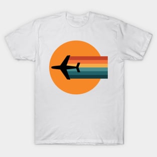 Airplane Rainbow Flight (Retro Color) T-Shirt